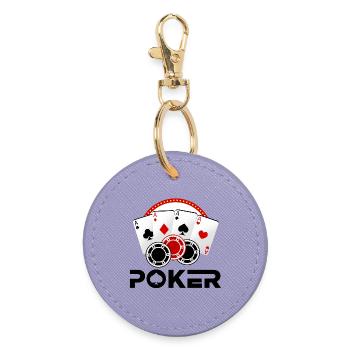Poker, Poker spielen, Pokerspieler - Runder Schlüsselanhänger - Lavendel - Vorne