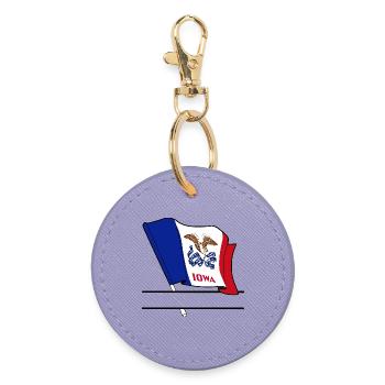 Flag Iowa text banner - Round Keyring - lavender - Front