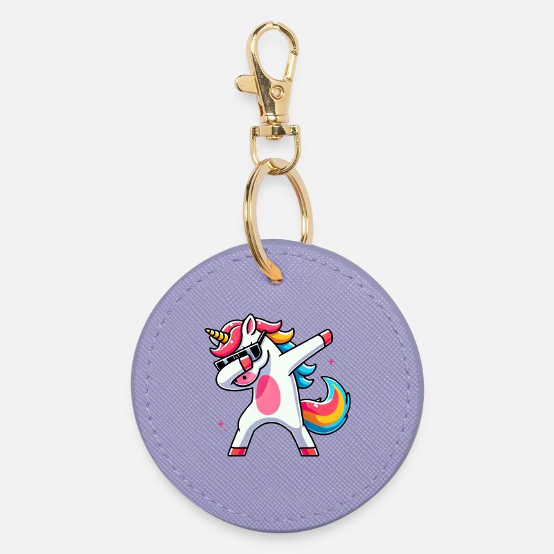 Dab Einhorn Dabbing Einhörner Unicorn Mädchen - Runder Schlüsselanhänger - Lavendel
