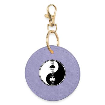 Yin yang lotus flower - Round Keyring - lavender - Front