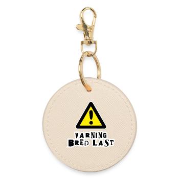 Wide Load Warning - Round Keyring - oyster - Front