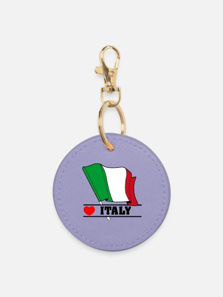 Italienische Flagge mit Herz - Runder Schlüsselanhänger - Lavendel