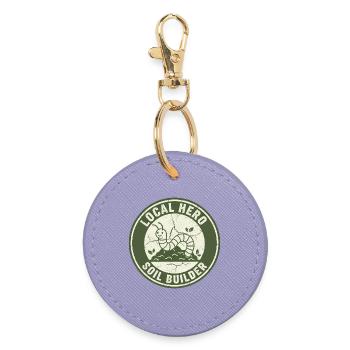 Earthworm Soil Conditioner Composter Garden - Round Keyring - lavender - Front