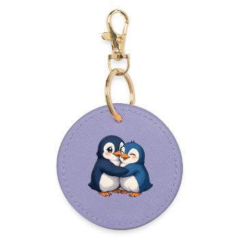 Kuschelige Pinguin-Umarmung - Runder Schlüsselanhänger - Lavendel - Vorne