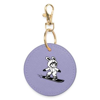 Snowboard Bunny - Runder Schlüsselanhänger - Lavendel - Vorne