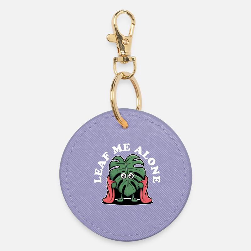 Leave Me Alone Monstera Hero, Leaf with Cape - Round Keyring - lavender