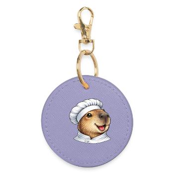 Süßes Capybara Koch Cartoon - Runder Schlüsselanhänger - Lavendel - Vorne
