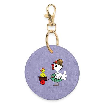 Chicken in Farm Chick Chickens Farmer - Round Keyring - lavender - Front