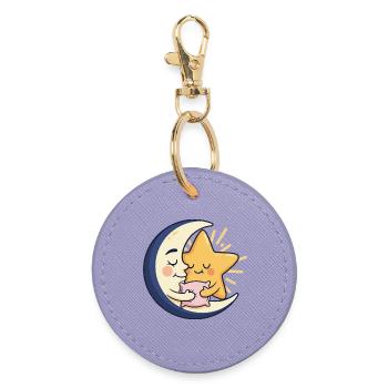 Mond und Stern Kuschelfreund - Runder Schlüsselanhänger - Lavendel - Vorne