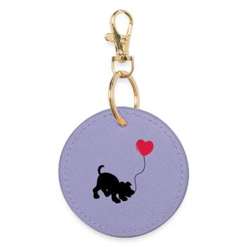 hund mit Luftballon - herz doglover - Kindermotiv - Runder Schlüsselanhänger - Lavendel - Vorne
