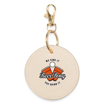 Beer Pong Logo IV - Runder Schlüsselanhänger - Auster - Vorne