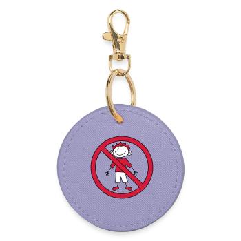 interdit panneau zone pas enfant peint gribouillis com - Porte-clés rond - lavande - Devant