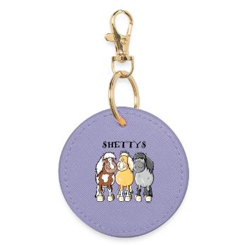 Shetlandpony Trio - Runder Schlüsselanhänger - Lavendel - Vorne