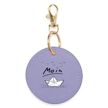 Moin Papierschiff Hamburg Meer Küste Kreuzfahrt - Runder Schlüsselanhänger - Lavendel - Vorne
