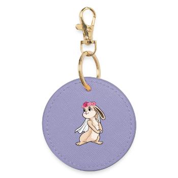 Hase Braut Schleier Hochzeit - Runder Schlüsselanhänger - Lavendel - Vorne