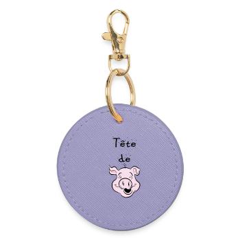 tête de cochon - Porte-clés rond - lavande - Devant