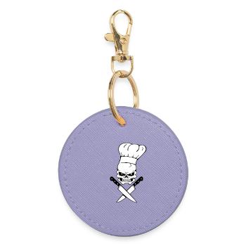 Tête de mort cuisinier - Porte-clés rond - lavande - Devant