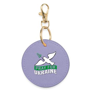 Pray for Ukraine mit Taube | Vectorgraphic - Runder Schlüsselanhänger - Lavendel - Vorne