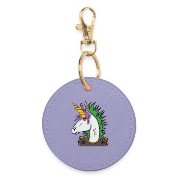 Einhorn Punk - Runder Schlüsselanhänger - Lavendel - Vorne