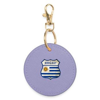 Uruguay Flaggen Wappen Design - Runder Schlüsselanhänger - Lavendel - Vorne
