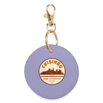 Chișinău Vintage Stadtlogo Moldau - Runder Schlüsselanhänger - Lavendel - Vorne
