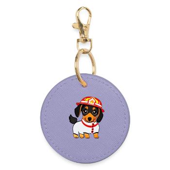 Dachshund en tant que pompier - Porte-clés rond - lavande - Devant