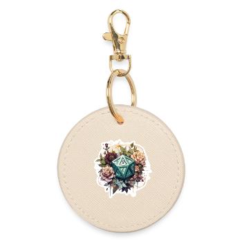 W20 With Floral Embellishments Fantasy RPG Shirt - Round Keyring - oyster - Front