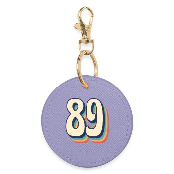Vintage Retro T-Shirt Number 89 Eighty Nine - Round Keyring - lavender - Front