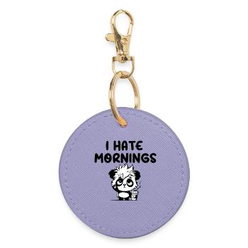 I hate mornings panda - Round Keyring - lavender - Front