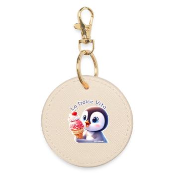 Penguin - La Dolce Vita - Round Keyring - oyster - Front