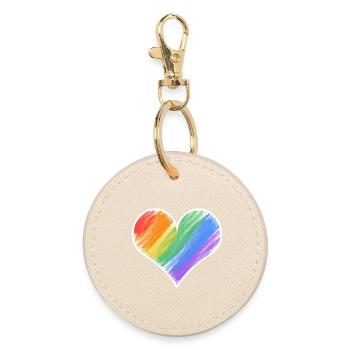 Rainbow Heart Color Stroke - Round Keyring - oyster - Front