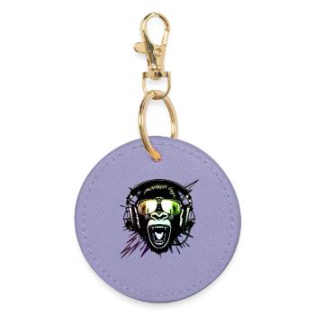 Affe mit Neonbrille - Runder Schlüsselanhänger - Lavendel - Vorne