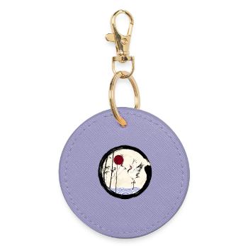 Japanischer Kranich - Runder Schlüsselanhänger - Lavendel - Vorne