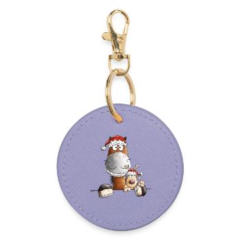 Cheval De Noël Et Renne - Porte-clés rond - lavande - Devant