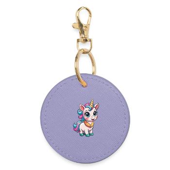 Licorne mignon personnage de dessin animé Kawaii Clipart - Porte-clés rond - lavande - Devant