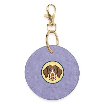 German Shorthaired Pointer Dog Breed Funny Cartoon - Round Keyring - lavender - Front