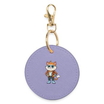 American Curl Funny Cartoon Kawaii Jacket Sunglass - Round Keyring - lavender - Front