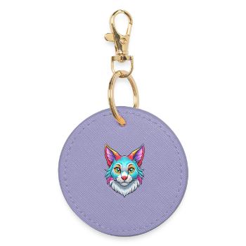 Australische Nebelkatze Rasse Karikatur Kawaii Tier Pe - Runder Schlüsselanhänger - Lavendel - Vorne