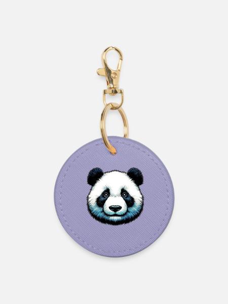 Panda - Runder Schlüsselanhänger - Lavendel