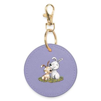 Droll Bunnies I Bunny Motif Rabbit - Round Keyring - lavender - Front