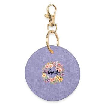 Team Braut! Personalisierbar - Runder Schlüsselanhänger - Lavendel - Vorne