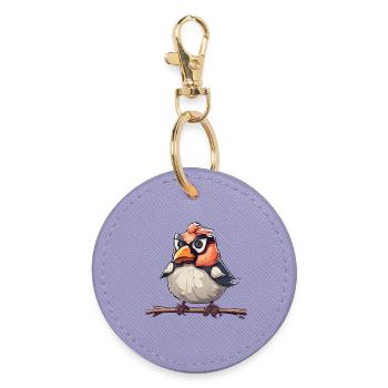 Oiseau de dessin animé avec des lunettes Illustration - Porte-clés rond - lavande - Devant