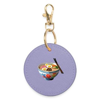 Ramen Bowl Illustration with Egg Shrimp - Round Keyring - lavender - Front