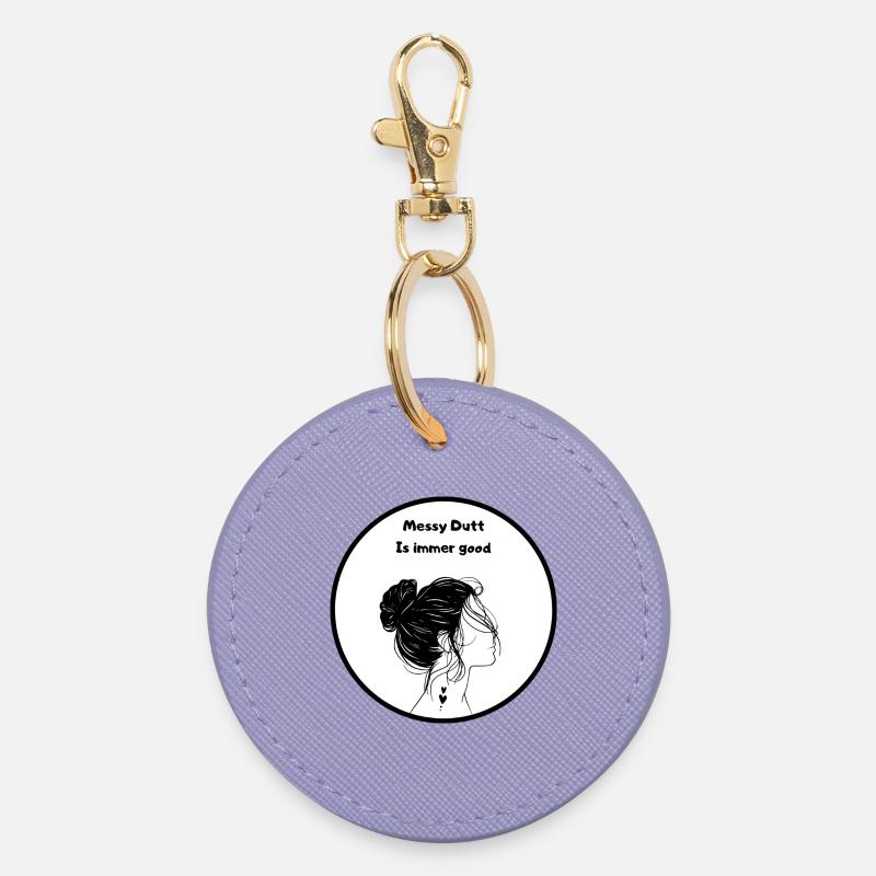 Messy bun is always good - Round Keyring - lavender