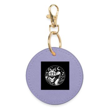 L’amitié du renard et de l’oie est amie pour toujours - Porte-clés rond - lavande - Devant