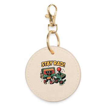 Stay Rad – Retro Vibes - Round Keyring - oyster - Front