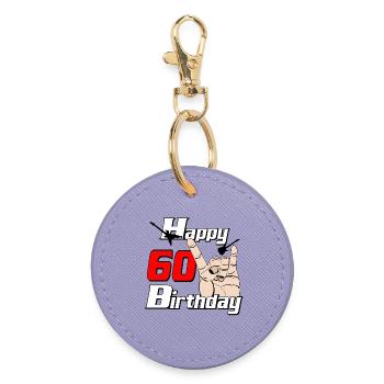 60th Birthday Rockhand Design - Round Keyring - lavender - Front