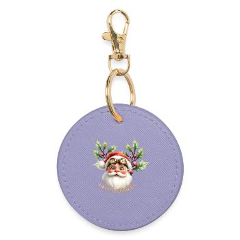 Vintage Christmas with Elf - Round Keyring - lavender - Front