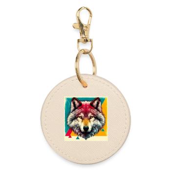 Wolf - Round Keyring - oyster - Front