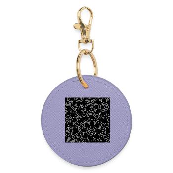 Ingenious Floral Pattern White Black Lace - Round Keyring - lavender - Front